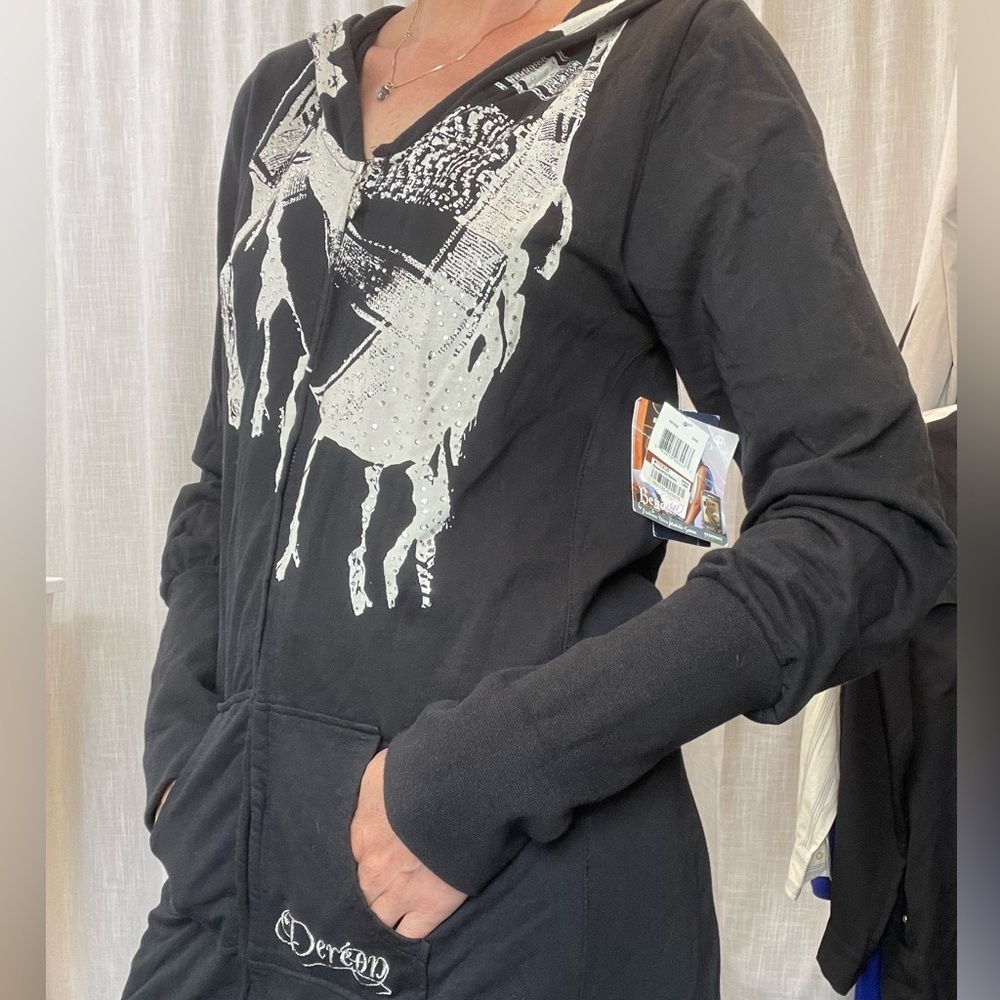 NWT Dereon open Back hoodie zip up dress size large - Picture 3 of 14